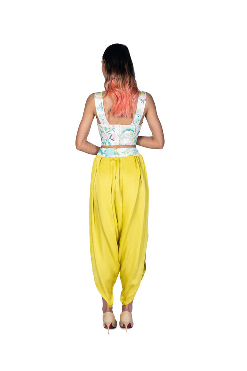 Dhoti Pants and Organza Throw with Bustier